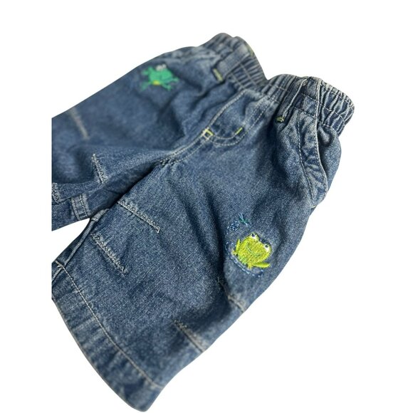 Vintage Koala-Kids Jean Denim Shorts Baby 0-3M – Embroidered Frog & Dragonfly - Picture 5 of 9
